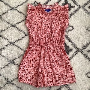 Red floral romper, cotton, 8Y